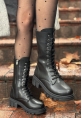 LQZ Shoes Nabah Siyah Cilt Bağcıklı Bot