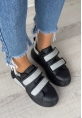 LQZ Shoes Nino Siyah Cilt Simli Cırt Cırtlı Spor Ayakkabı