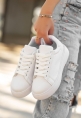 LQZ Shoes Nommi Beyaz Cilt Bağcıklı Spor Ayakkabı
