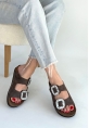 LQZ Shoes Nool Kahverengi Nubuk Terlik
