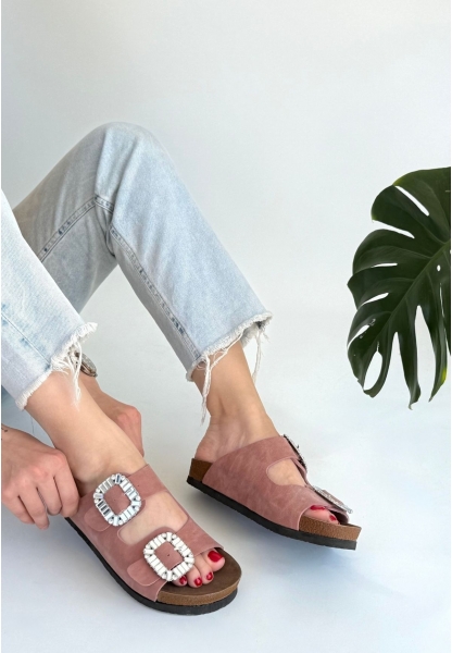 LQZ Shoes Nool Pudra Nubuk Terlik