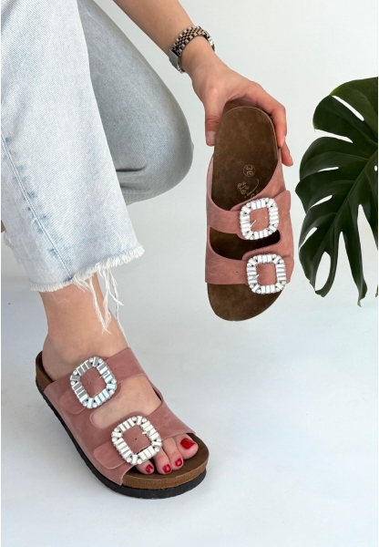 LQZ Shoes Nool Pudra Nubuk Terlik