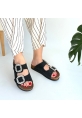LQZ Shoes Nool Siyah Nubuk Terlik