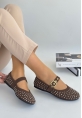 LQZ Shoes Olise Kahverengi Boncuk İşlemeli Babet Ayakkabı