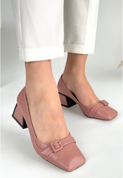 LQZ Shoes Penti Pudra Cilt Topuklu Ayakkabı