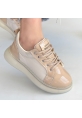 LQZ Shoes Piona Bej Rugan Bağcıklı Spor Ayakkabı