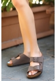 LQZ Shoes Rıno Kahverengi  Nubuk Terlik