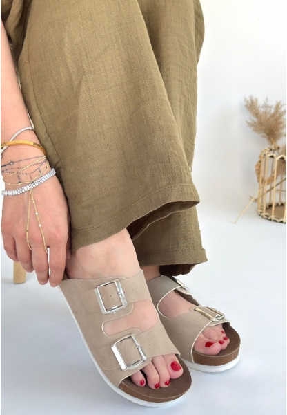 LQZ Shoes Rıno Ten Nubuk Terlik