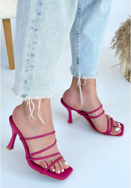 LQZ Shoes Sabıo Fuşya Topuklu Terlik