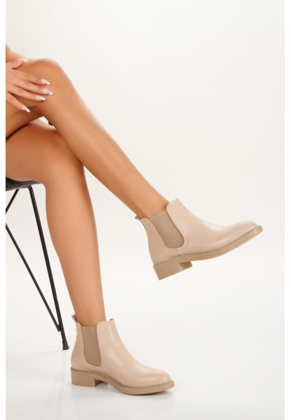LQZ Shoes Seend Nude Cilt Topuklu Bot