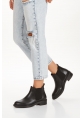LQZ Shoes Seend Siyah Cilt Topuklu Bot