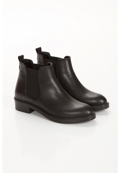 LQZ Shoes Seend Siyah Cilt Topuklu Bot