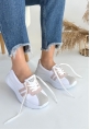 LQZ Shoes Shat Beyaz Cilt Pudra Şeritli Spor Ayakkabı