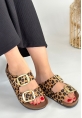 LQZ Shoes Tanta Leopar Süet Tokalı Terlik