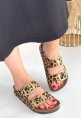 LQZ Shoes Tanta Leopar Süet Tokalı Terlik