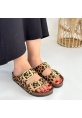 LQZ Shoes Tanta Leopar Süet Tokalı Terlik