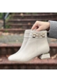 LQZ Shoes Terci Bej Cilt Topuklu Bot