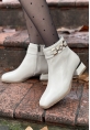 LQZ Shoes Terci Bej Cilt Topuklu Bot