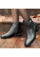 LQZ Shoes Terci Siyah Cilt Topuklu Bot
