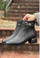 LQZ Shoes Terci Siyah Cilt Topuklu Bot