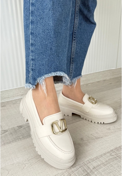 LQZ Shoes Tinea Bej Cilt Oxford Ayakkabı