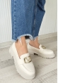 LQZ Shoes Tinea Bej Cilt Oxford Ayakkabı