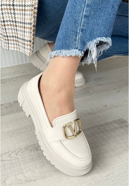 LQZ Shoes Tinea Bej Cilt Oxford Ayakkabı