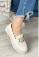 LQZ Shoes Tinea Bej Cilt Oxford Ayakkabı