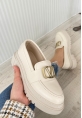 LQZ Shoes Tinea Bej Cilt Oxford Ayakkabı