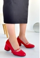 LQZ Shoes Tino Kırmızı Cilt Topuklu Ayakkabı