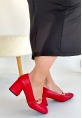 LQZ Shoes Tino Kırmızı Cilt Topuklu Ayakkabı