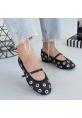 LQZ Shoes Tinta Siyah Cilt Babet Ayakkabı