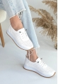 LQZ Shoes Tone Beyaz Cilt Bağcıklı Spor Ayakkabı