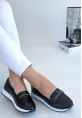 LQZ Shoes Troy Siyah Cilt Babet Ayakkabı