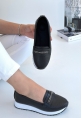 LQZ Shoes Troy Siyah Cilt Babet Ayakkabı