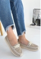 LQZ Shoes Wata Bej Triko Babet Ayakkabı