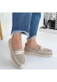 LQZ Shoes Wata Bej Triko Babet Ayakkabı