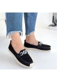LQZ Shoes Wata Siyah Triko Babet Ayakkabı
