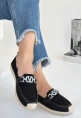 LQZ Shoes Wata Siyah Triko Babet Ayakkabı