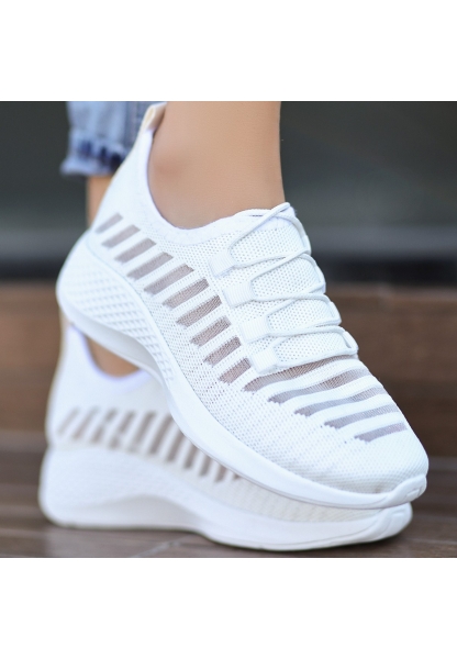 LQZ Shoes Wina Beyaz Triko Spor Ayakkabı