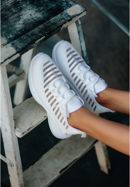 LQZ Shoes Wina Beyaz Triko Spor Ayakkabı