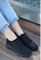 LQZ Shoes Wina Siyah Triko Spor Ayakkabı
