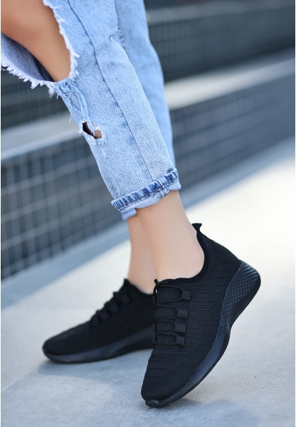 LQZ Shoes Wina Siyah Triko Spor Ayakkabı