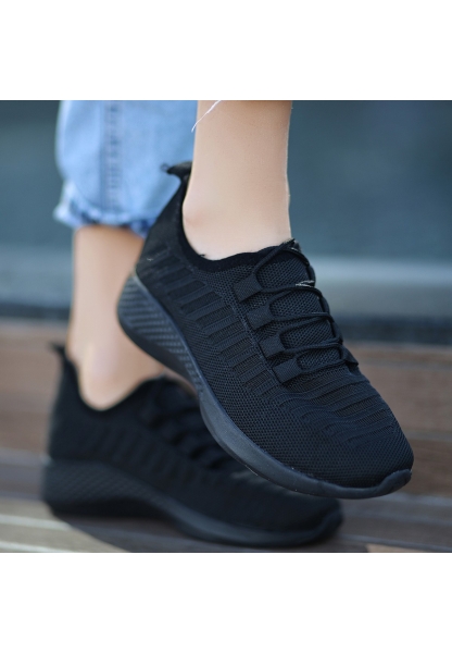 LQZ Shoes Wina Siyah Triko Spor Ayakkabı