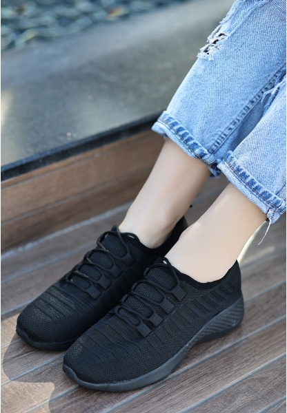 LQZ Shoes Wina Siyah Triko Spor Ayakkabı