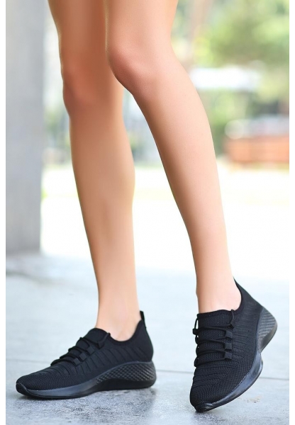 LQZ Shoes Wina Siyah Triko Spor Ayakkabı