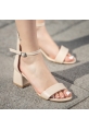 LQZ Shoes Year Bej Cilt Tek Bant Topuklu Ayakkabı