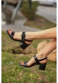 LQZ Shoes Year Siyah Cilt Topuklu Ayakkabı