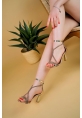 LQZ Shoes Yulia Gold Rugan Topuklu Ayakkabı