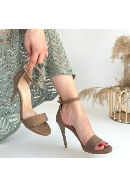 LQZ Shoes Zeoni Vizon Süet Topuklu Ayakkabı